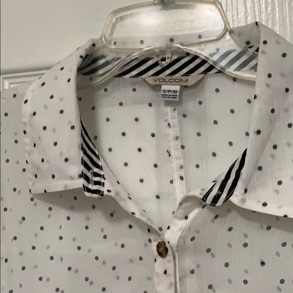 Volcom Sheer White Polka Dot Blouse - Picture 2 of 3